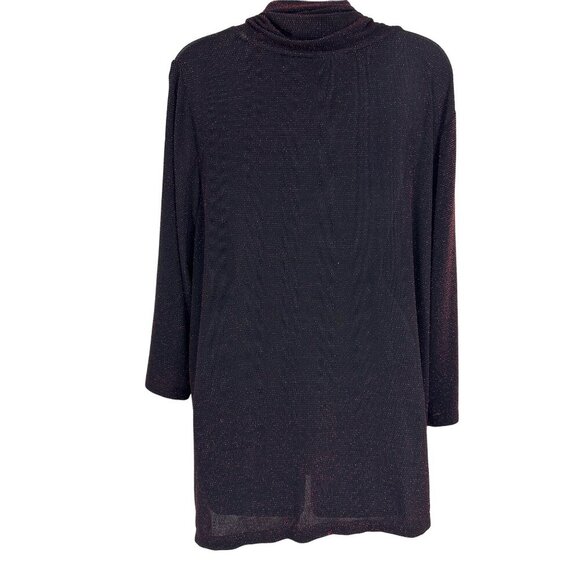 Maggie Barnes Catherines Red Sparkly Cowl Neck Top Plus Size 1X Stretch Party - Picture 2 of 7